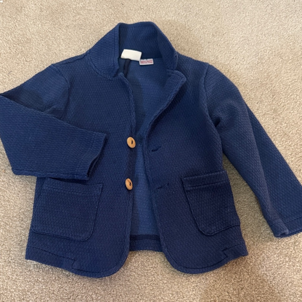 Zara Kids Dark Blue Blazer with Wooden Buttons
